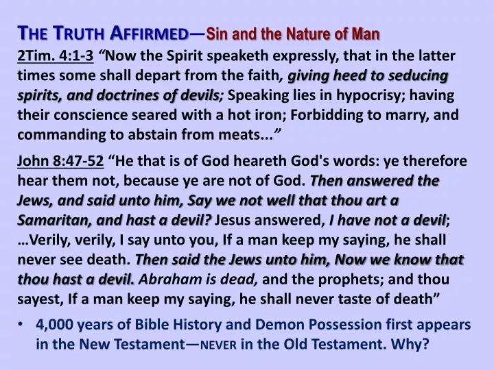 the truth affirmed sin and the nature of man 2tim