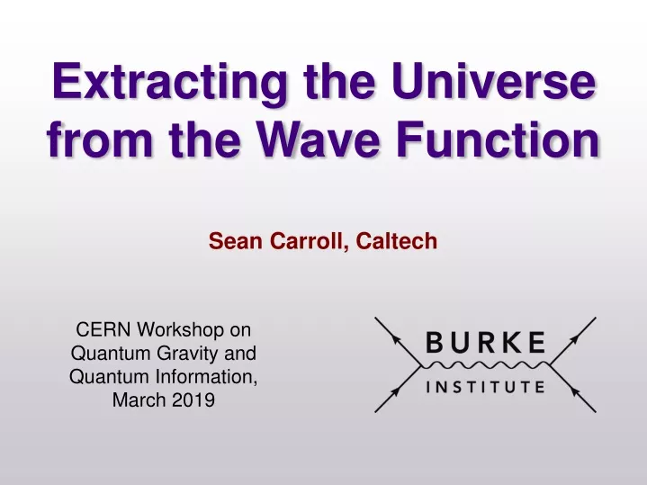 extracting the universe from the wave function