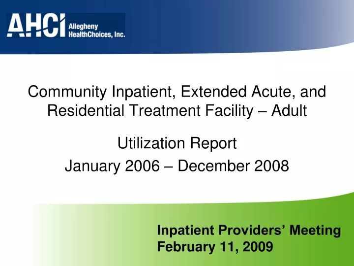 inpatient providers meeting february 11 2009