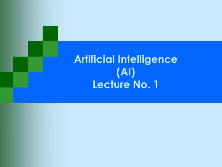 artificial intelligence ai lecture no 1