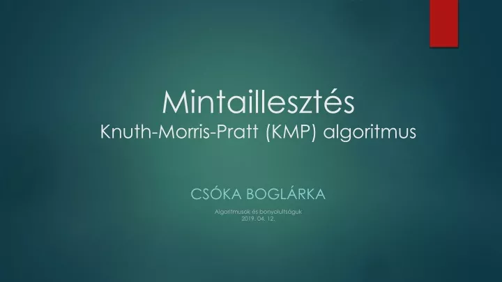 mintailleszt s knuth morris pratt kmp algoritmus