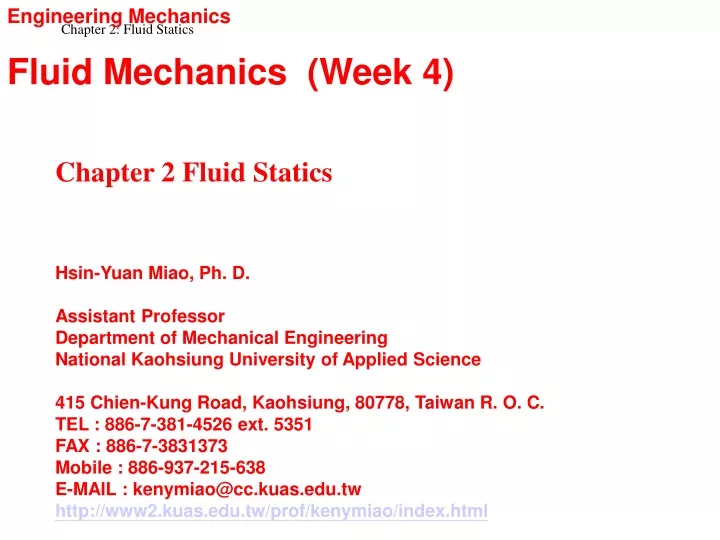 engineering mechanics fluid mechanics week 4