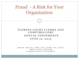 Fraud  - A Risk for Your Organization