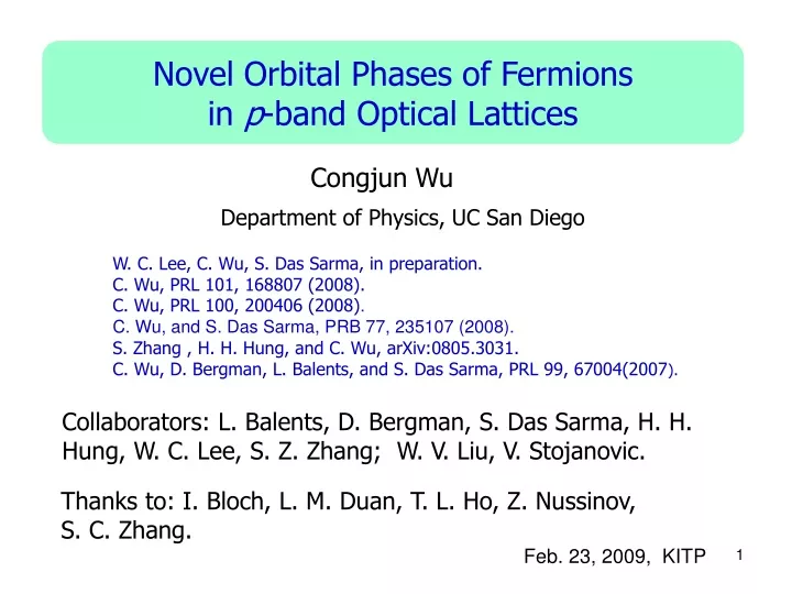 novel orbital phases of fermions in p band