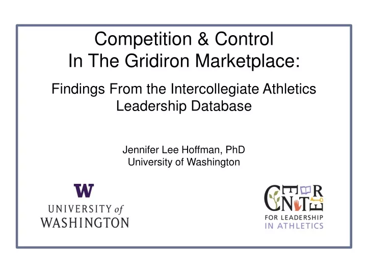 competition control in the gridiron marketplace