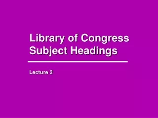 Library of Congress Subject Headings