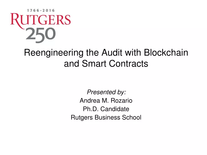 reengineering the audit with blockchain and smart contracts