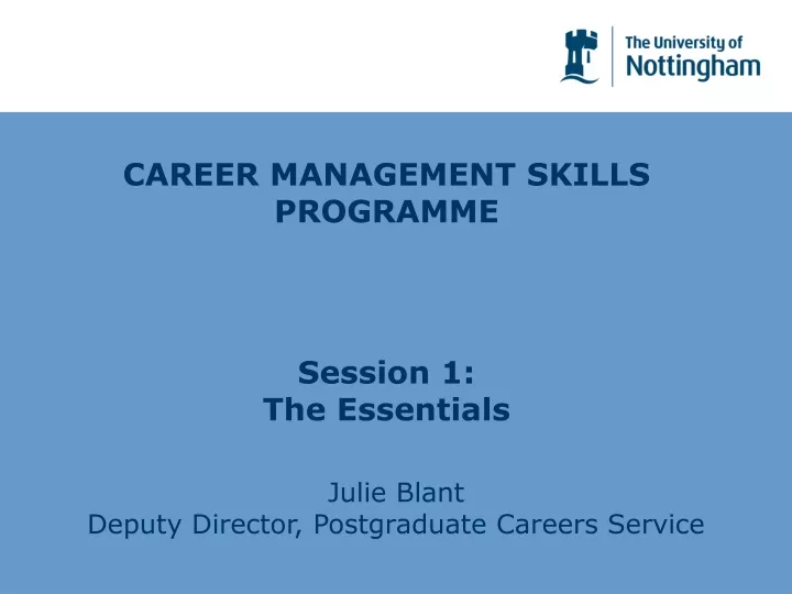 career management skills programme session 1 the essentials