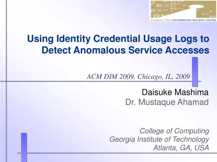 using identity credential usage logs to detect anomalous service accesses