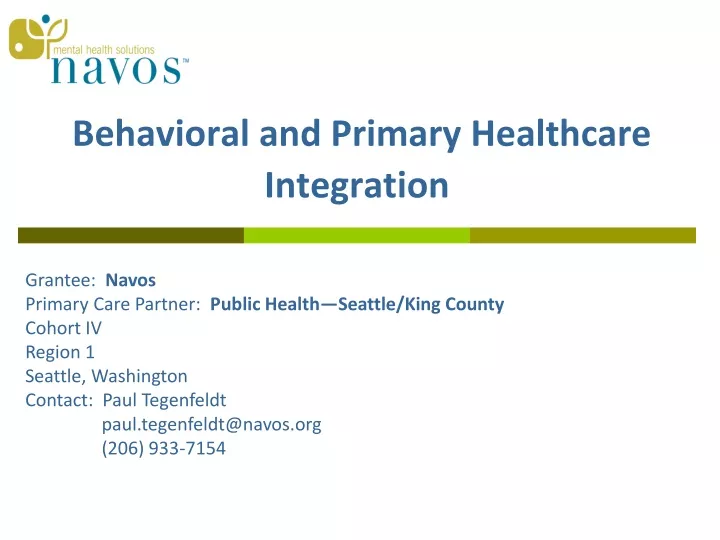 behavioral and primary healthcare integration