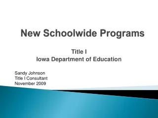 New  Schoolwide  Programs