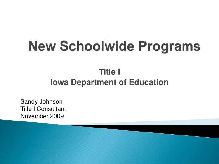 new schoolwide programs