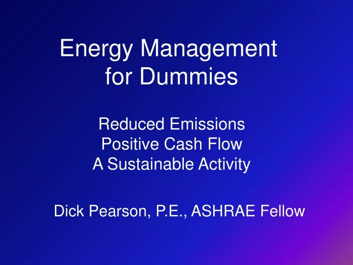 energy management for dummies reduced emissions