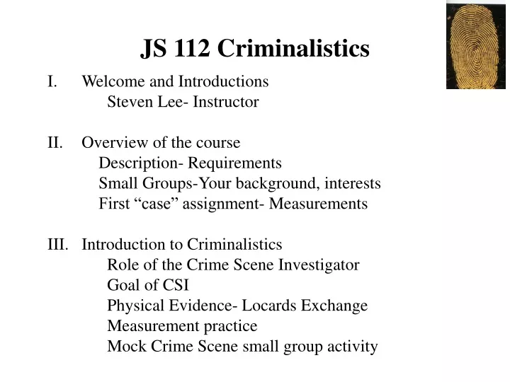 js 112 criminalistics
