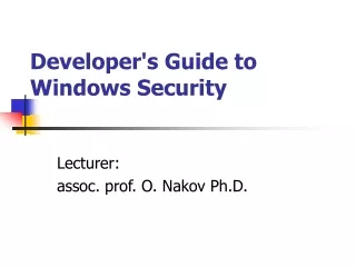 Developer's Guide to Windows Security