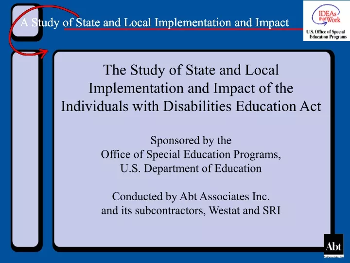 the study of state and local implementation