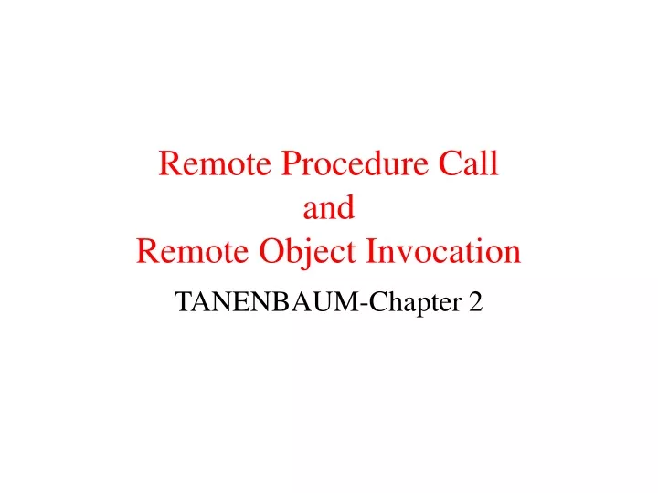 remote procedure call and remote object invocation