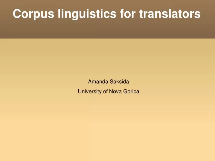 corpus linguistics for translators