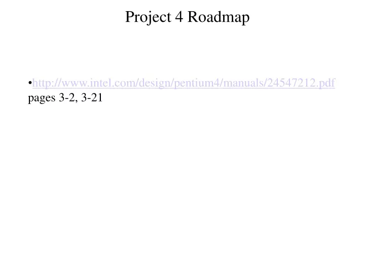 project 4 roadmap