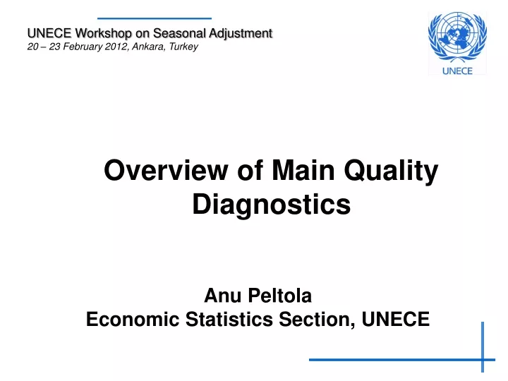 overview of main quality diagnostics