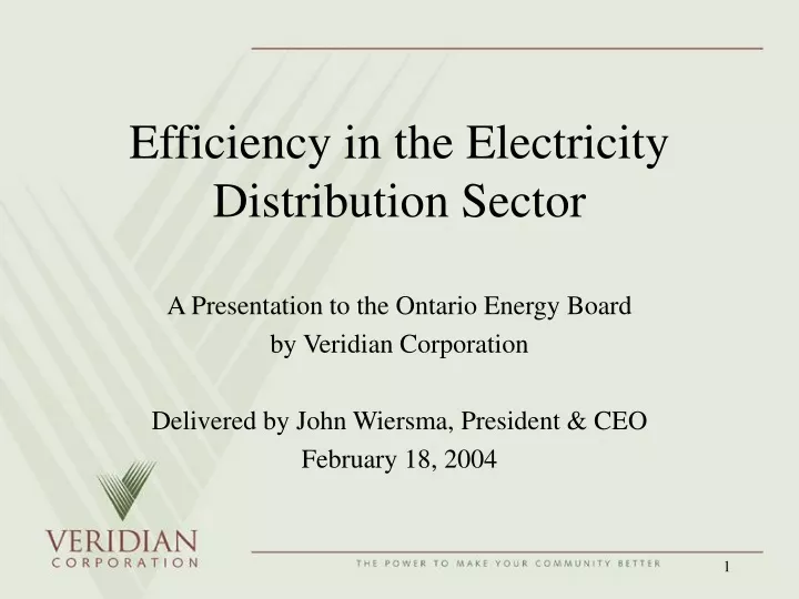 efficiency in the electricity distribution sector