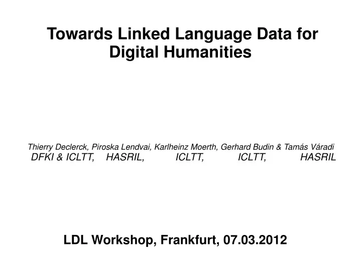 towards linked language data for digital humanities