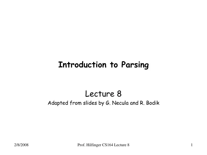 introduction to parsing