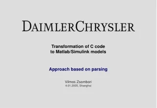 Transformation of C code  to Matlab/Simulink models Approach based on parsing