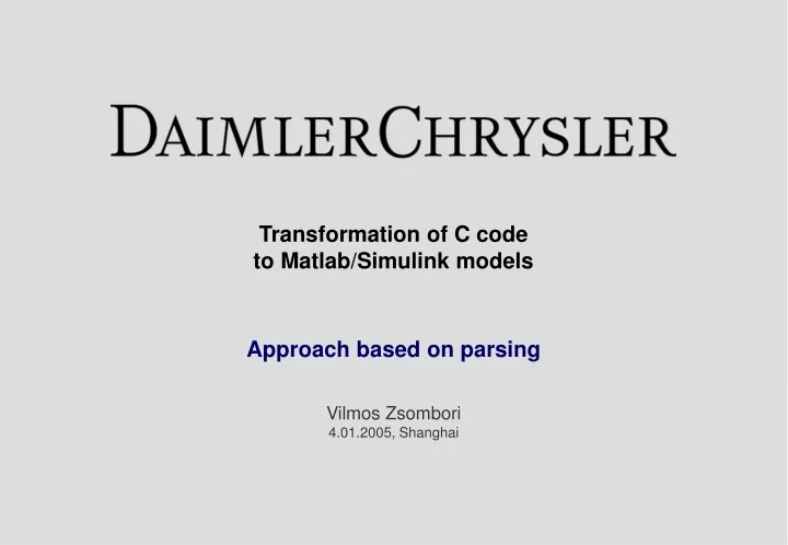 transformation of c code to matlab simulink models approach based on parsing