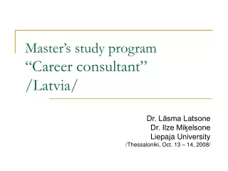 Master’s study program  “Career consultant”  / Latvia/