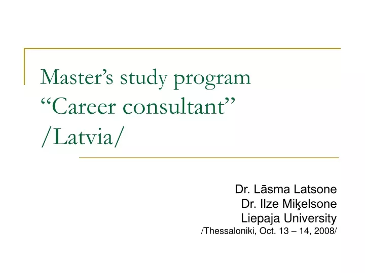 master s study program career consultant latvia