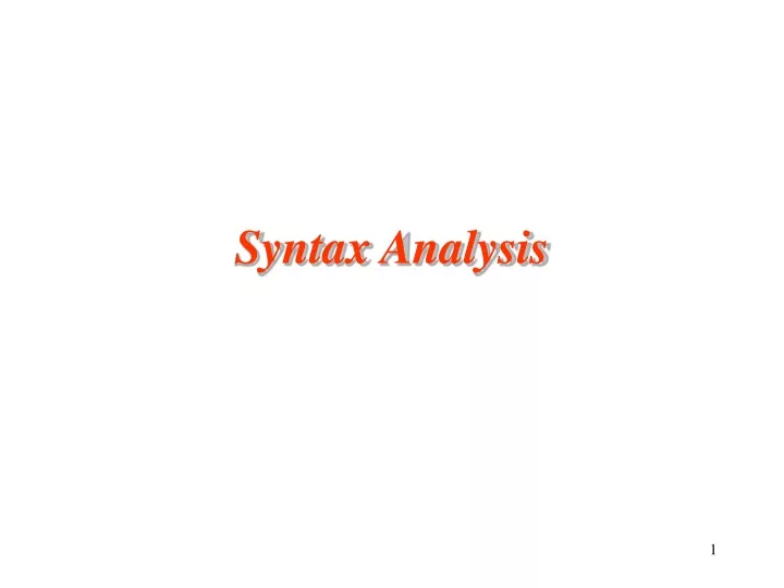 syntax analysis