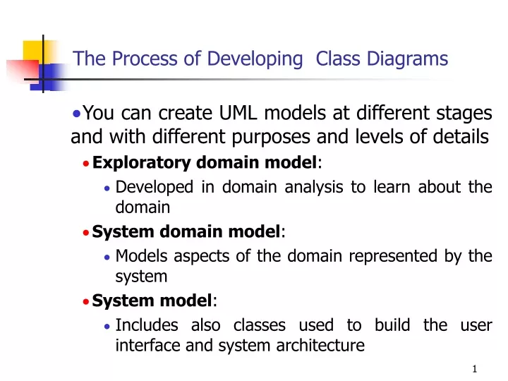 the process of developing class diagrams