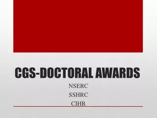 CGS-DOCTORAL AWARDS