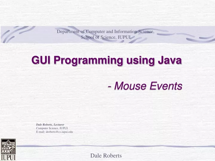 gui programming using java mouse events