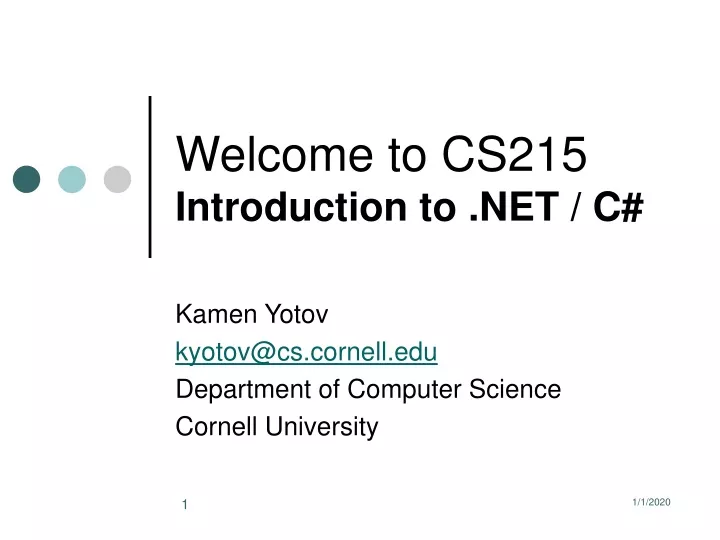 welcome to cs215 introduction to net c