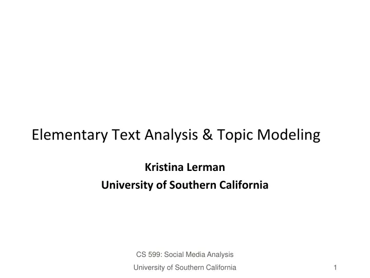 elementary text analysis topic modeling