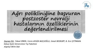 Ağrı polikliniğine başvuran  postzoster  nevralji hastalarının özelliklerinin değerlendirilmesi