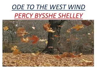 ODE TO THE WEST WIND PERCY BYSSHE SHELLEY