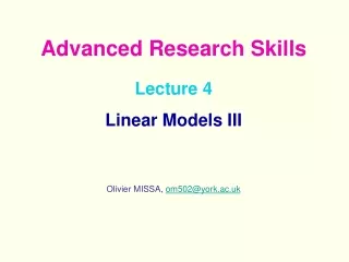 Lecture 4  Linear Models III