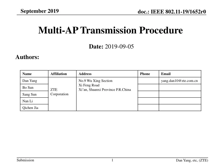 multi ap transmission procedure