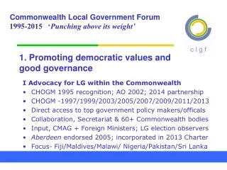 1. Promoting democratic values and good governance