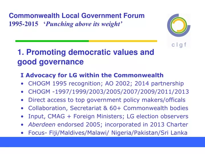 1 promoting democratic values and good governance