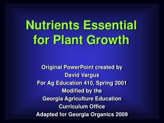 Nutrients Essential for Plant Growth