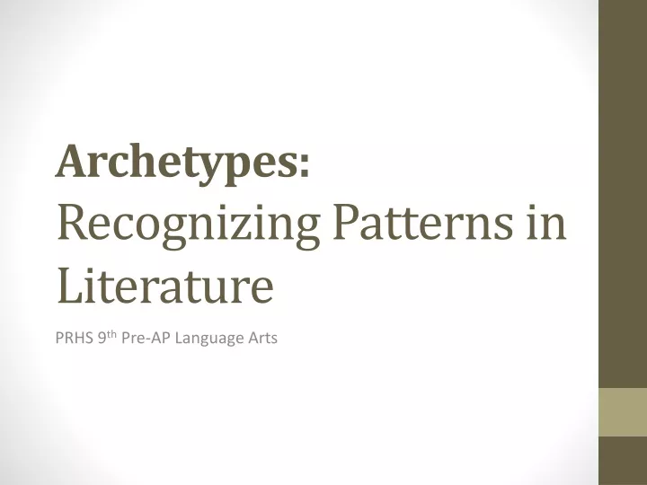 archetypes recognizing patterns in literature