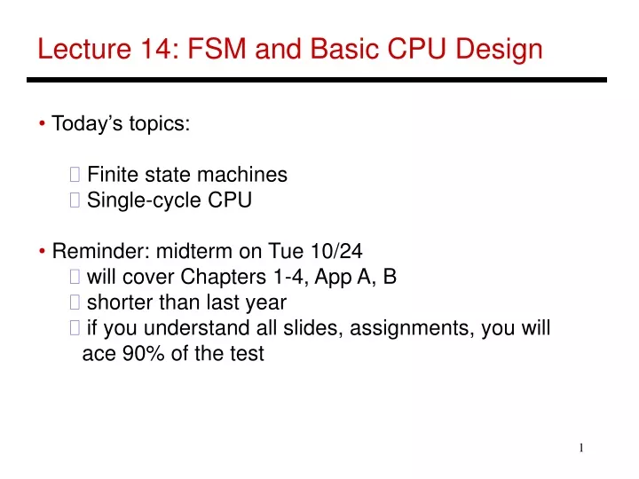 lecture 14 fsm and basic cpu design