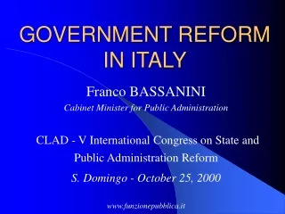 GOVERNMENT REFORM IN ITALY