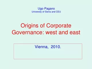 Origins of Corporate Governance: west and east