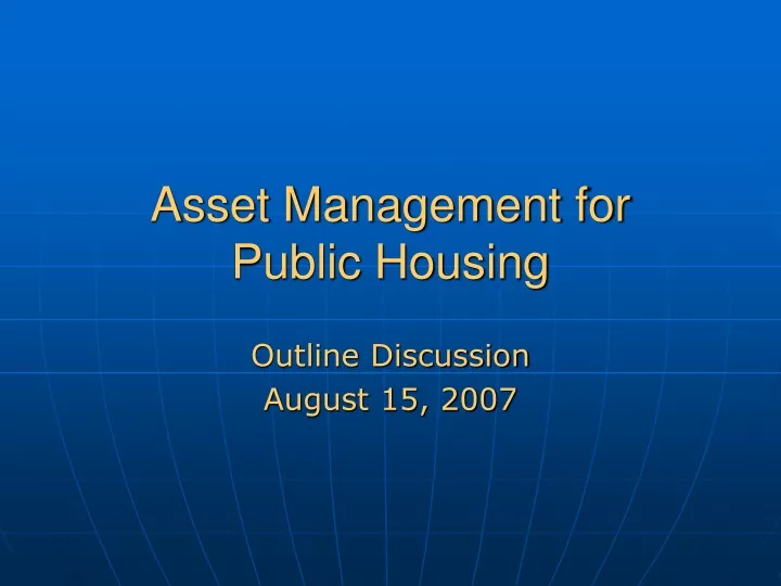 asset management for public housing