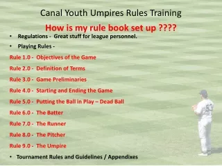 Canal Youth Umpires Rules Training
